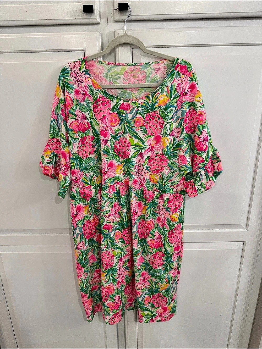 Lilly Pulitzer Geanna Swing Dress Floral Midi Pink & Green